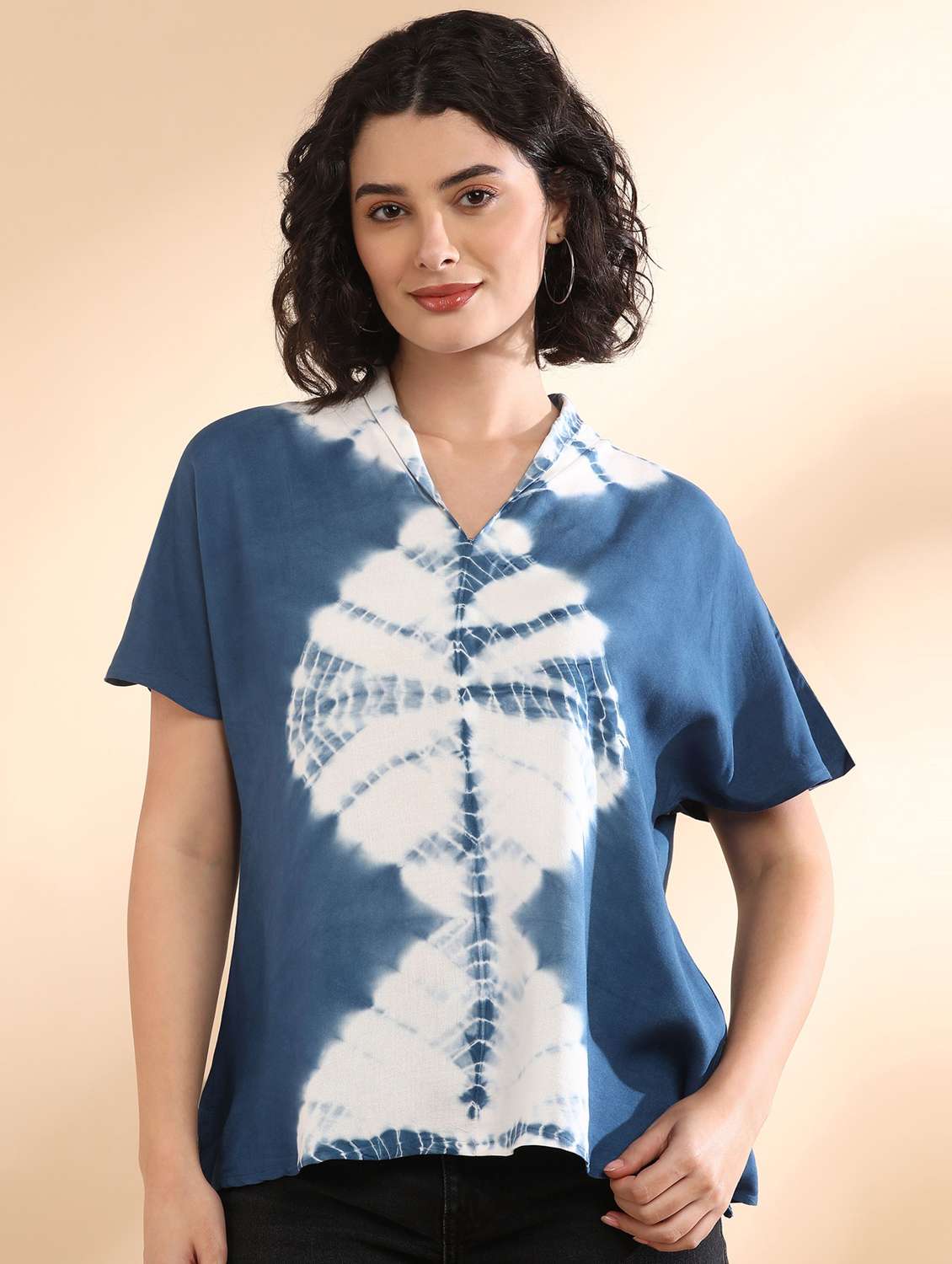 women tie and dyed short sleeve regular top