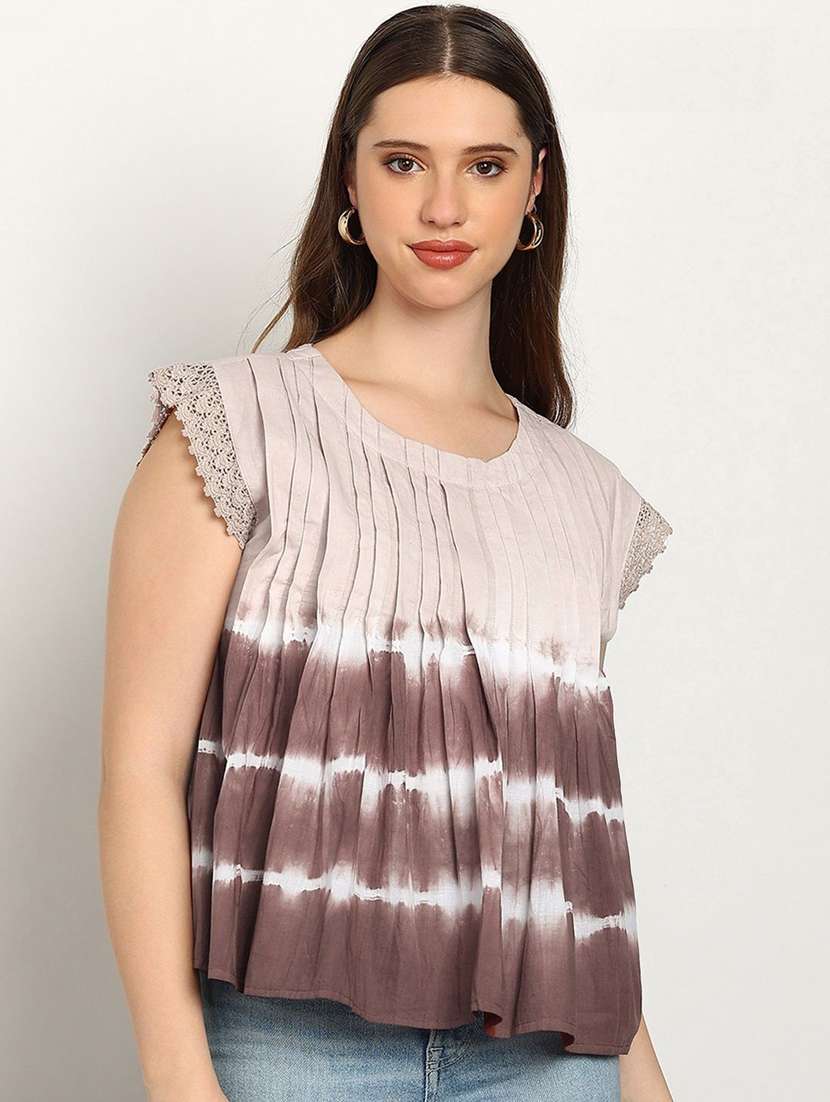 women tie & dye short sleeve regular top