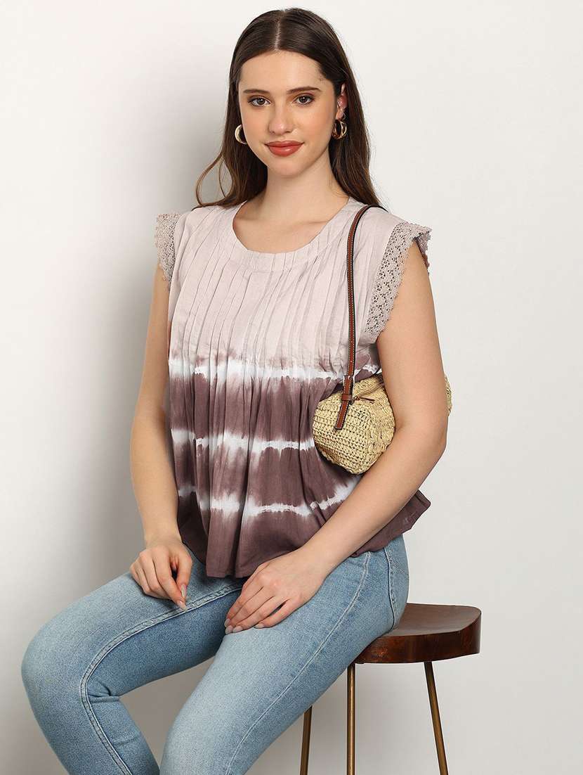 women tie & dye short sleeve regular top - 22407187 -  Standard Image - 3