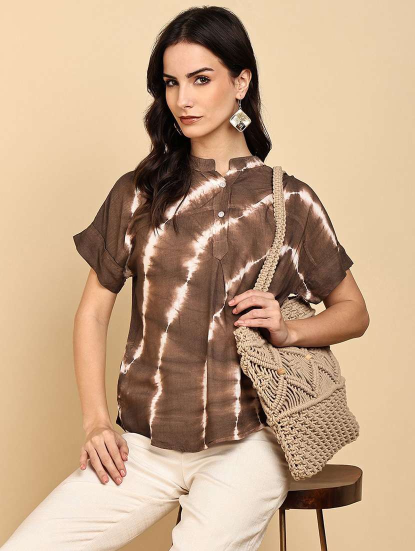 women tie & dye short sleeve regular top