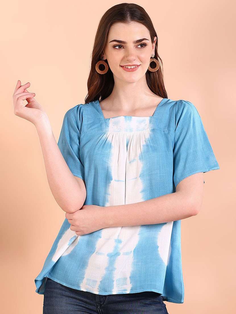 women tie & dye short sleeve a-line top