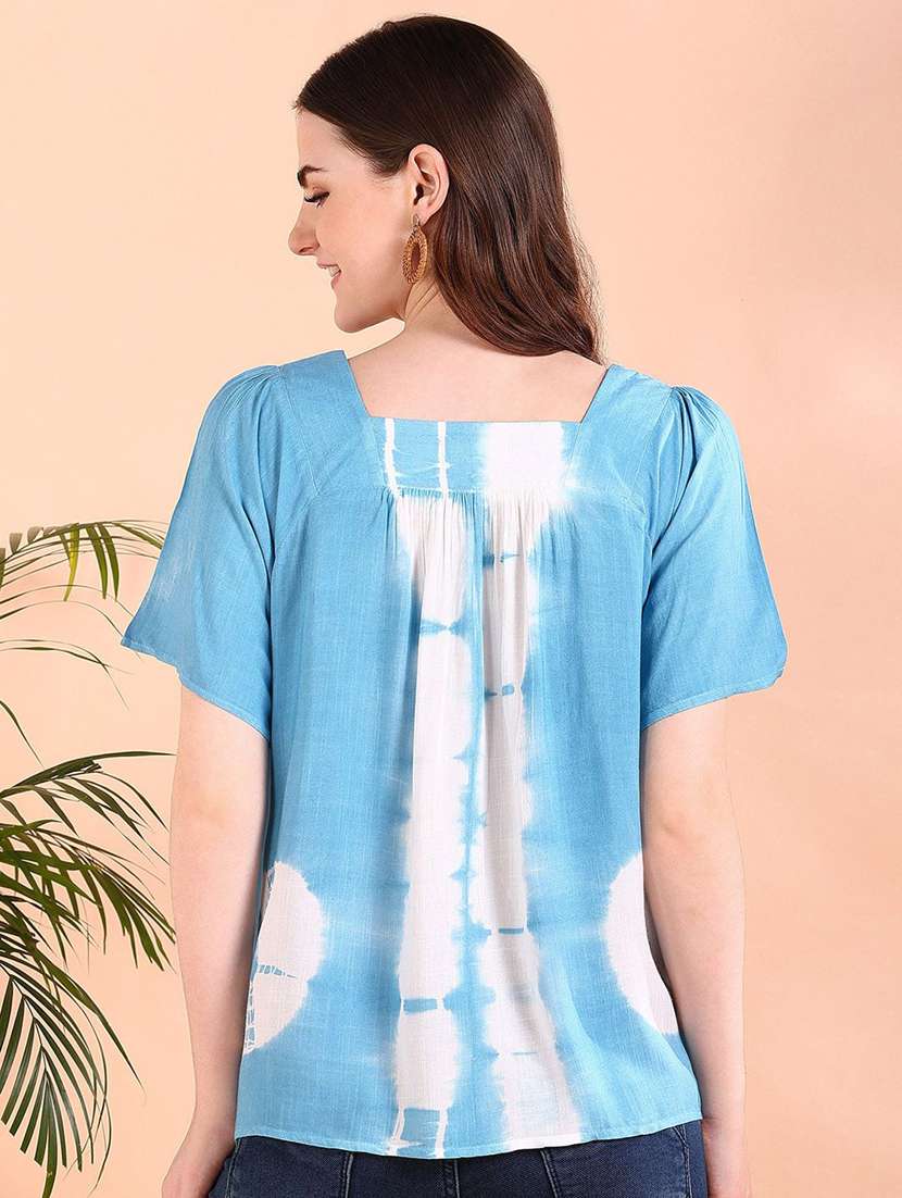 women tie & dye short sleeve a-line top - 22407192 -  Standard Image - 3