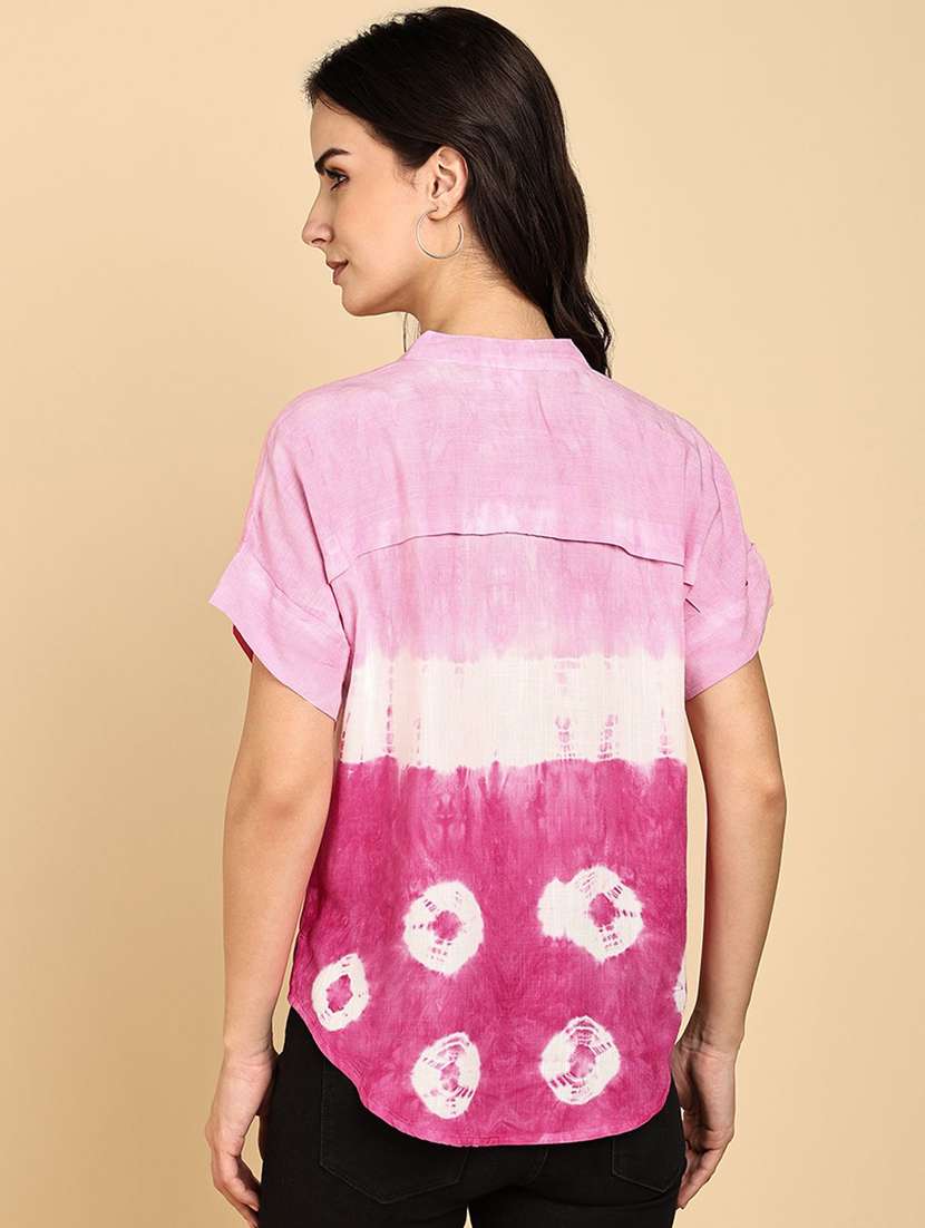 women tie & dye short sleeve regular top - 22407195 -  Standard Image - 3