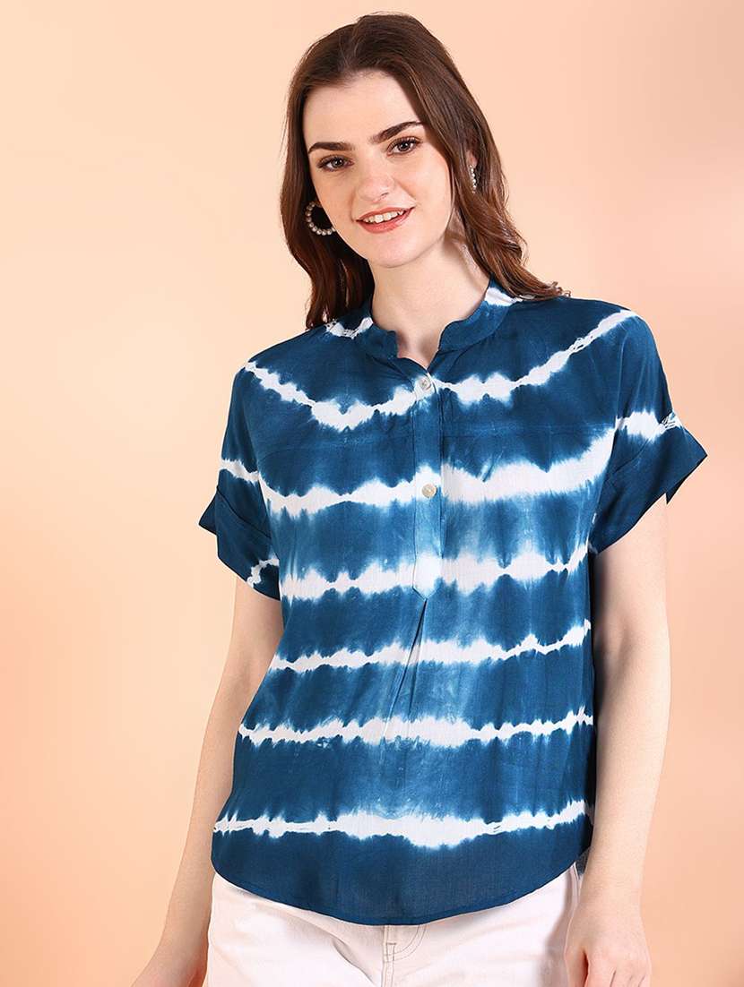 women tie & dye short sleeve regular top