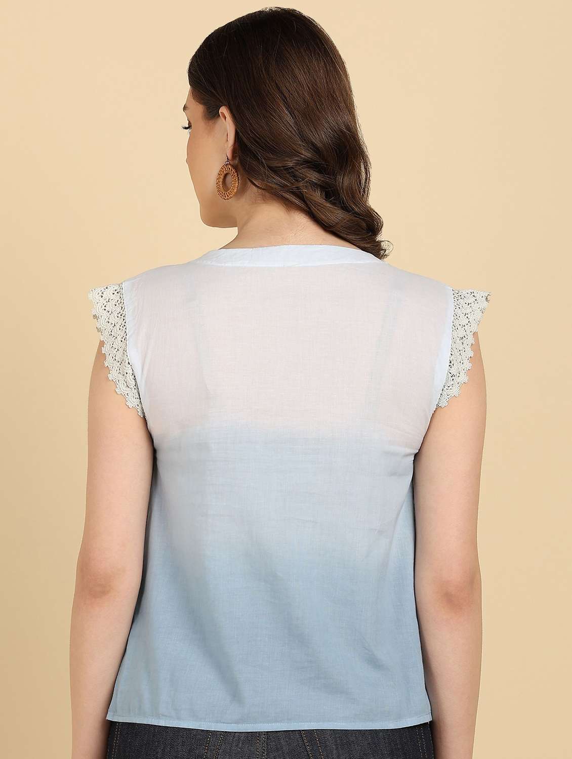 women tie and dyed cap sleeve a-line top - 22407203 -  Standard Image - 3