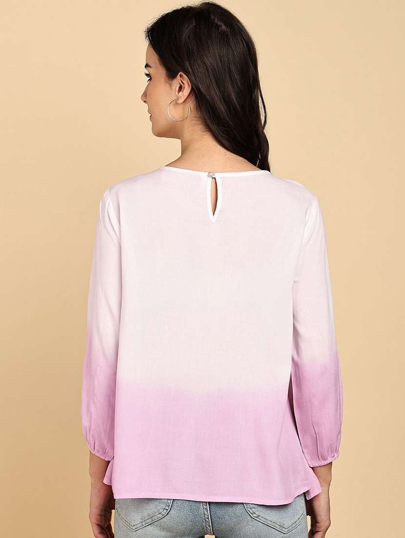 women tie & dye three quarter sleeve a-line top - 22407211 -  Standard Image - 3
