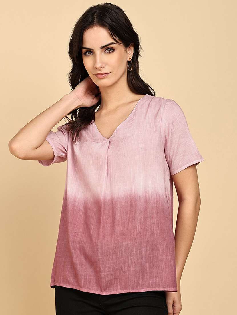 women tie & dye short sleeve regular top