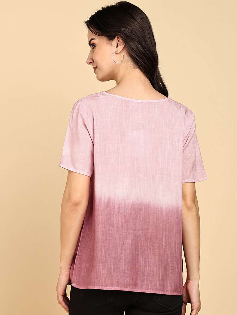 women tie & dye short sleeve regular top - 22407213 -  Standard Image - 3