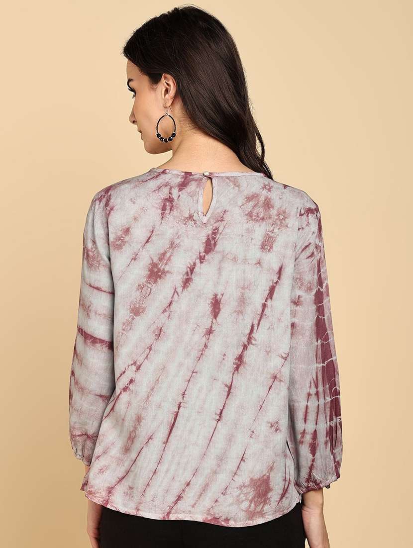 women tie & dye long sleeve regular top - 22407215 -  Standard Image - 3