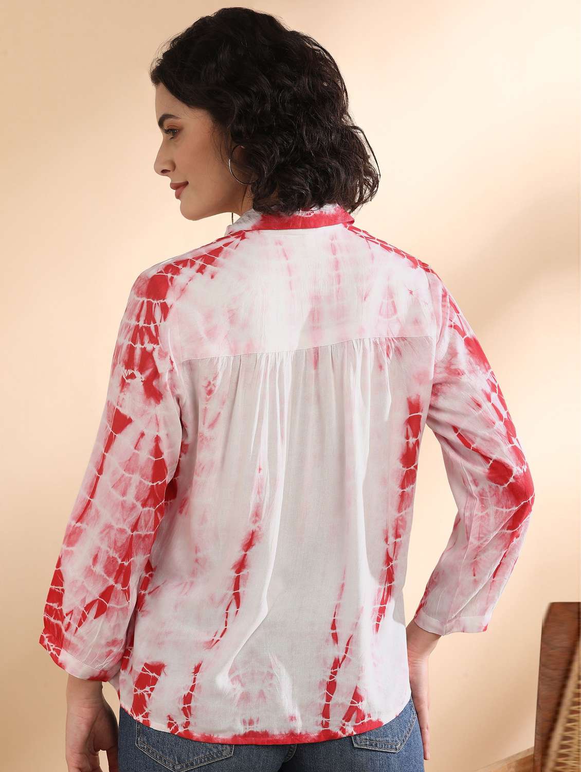 women tie and dyed collared long sleeve shirt - 22407291 -  Standard Image - 3