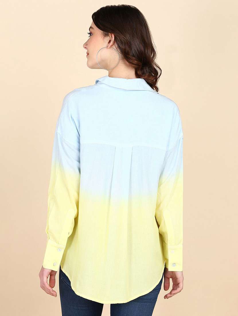 women ombre print collared long sleeve shirt - 22407317 -  Standard Image - 3