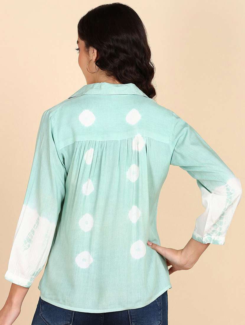women tie and dyed collared long sleeve shirt - 22407331 -  Standard Image - 3
