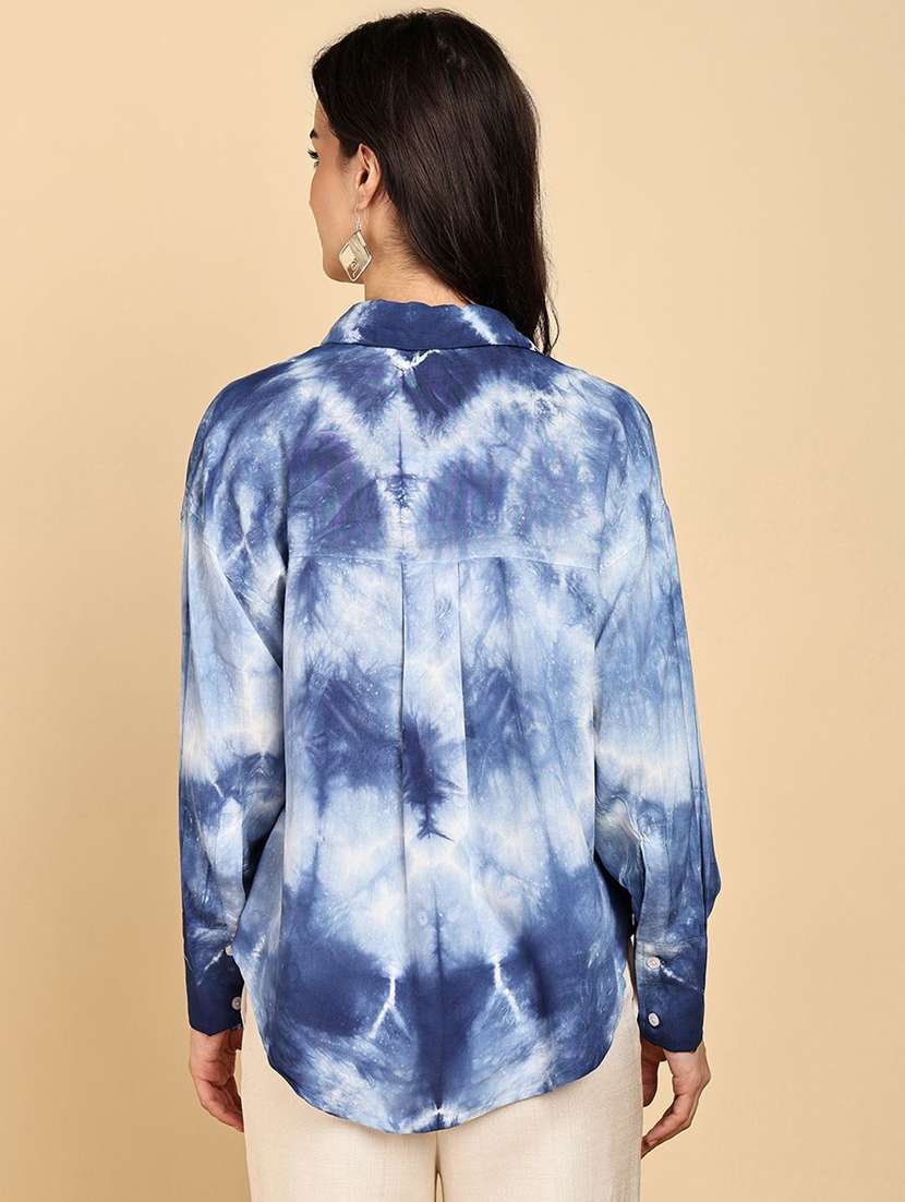 women tie and dyed collared long sleeve shirt - 22407357 -  Standard Image - 3