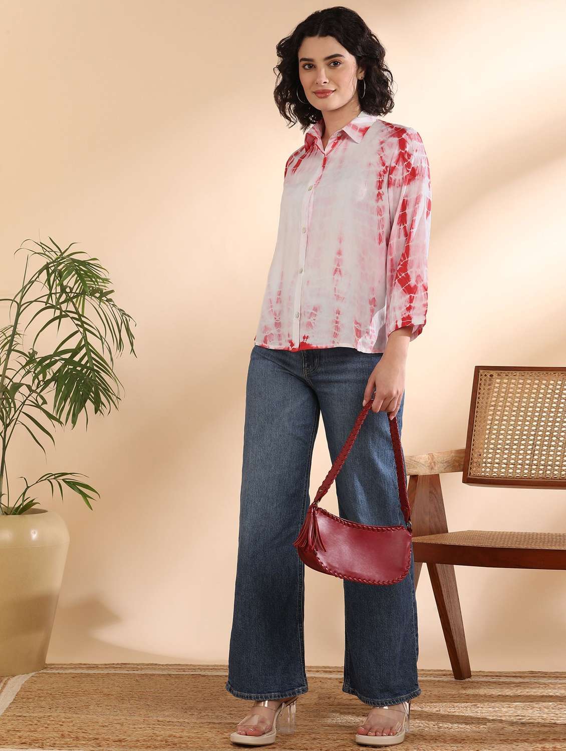 women tie and dyed collared long sleeve shirt - 22407362 -  Standard Image - 3