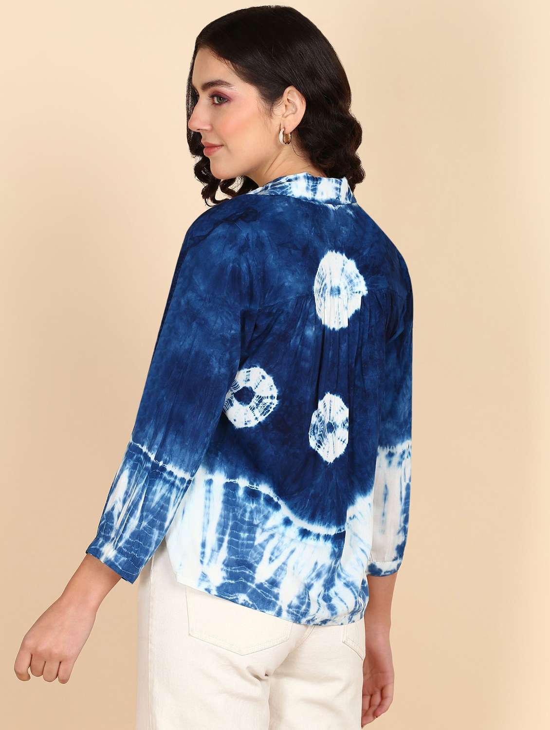 Women Tie And Dyed Collared Long Sleeve Shirt - 22407369 -  Standard Image - 3