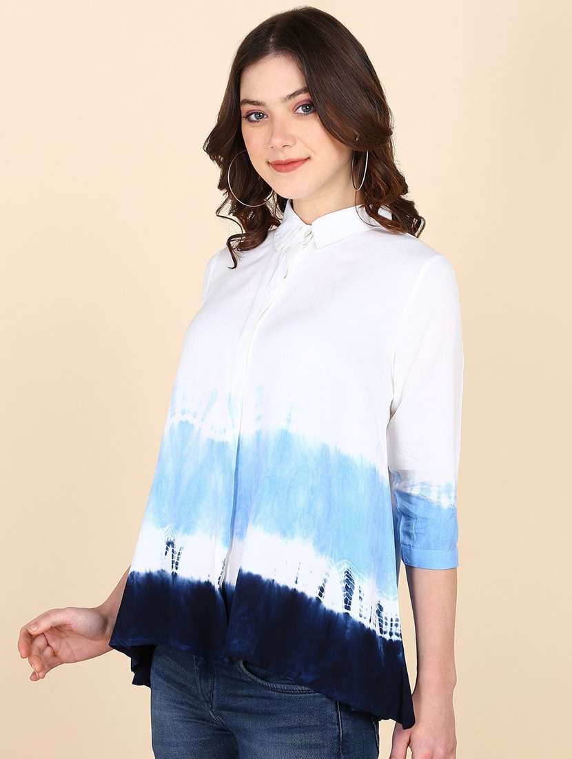 women self design multi colored viscose regular shirt