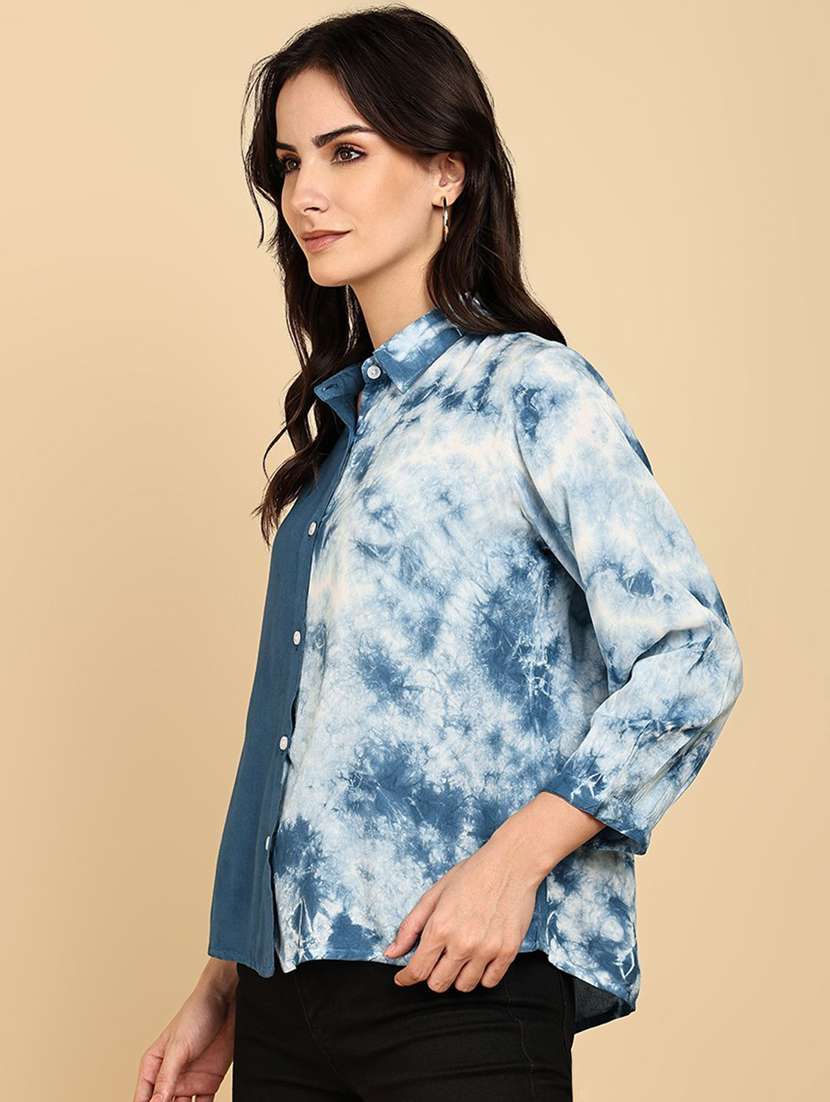 women tie and dyed collared long sleeve shirt - 22407424 -  Standard Image - 3