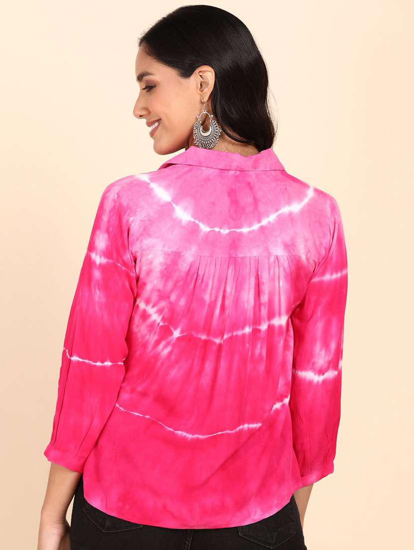 women tie and dyed collared long sleeve shirt - 22407431 -  Standard Image - 3