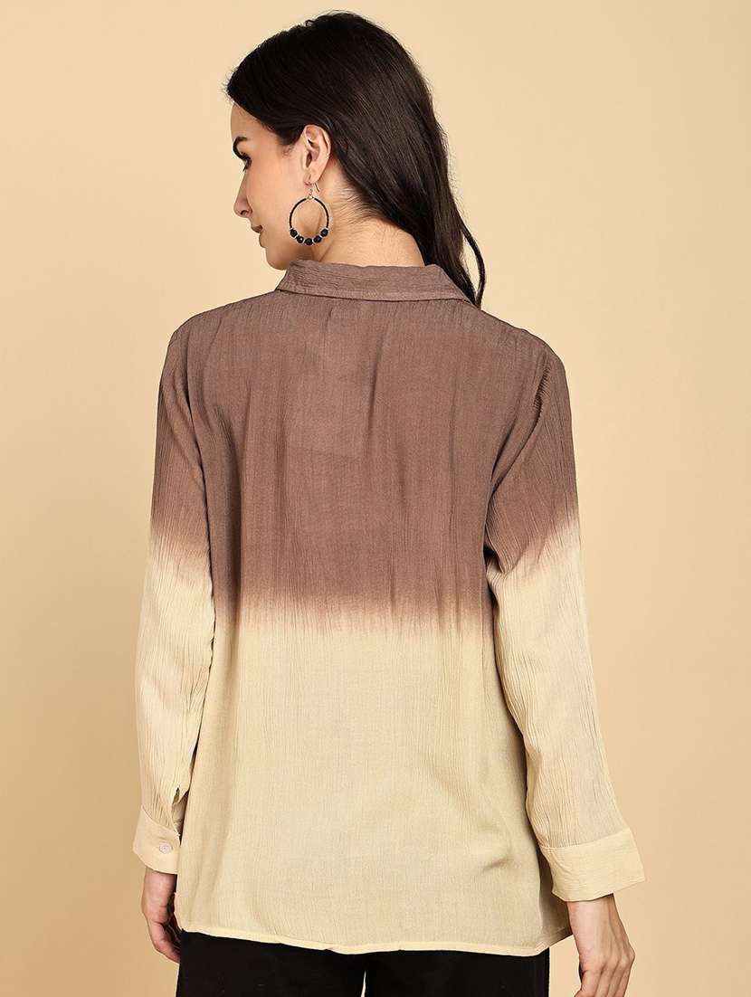 women ombre print collared long sleeve shirt - 22407453 -  Standard Image - 3