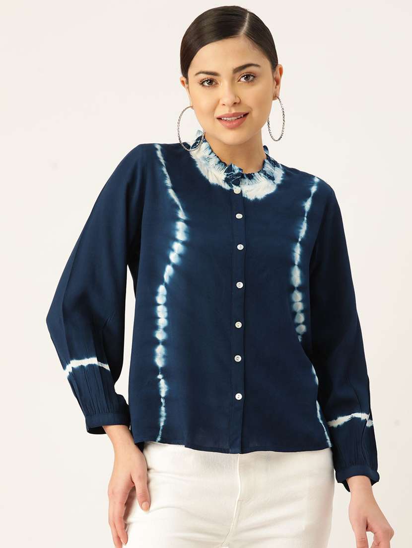 printed viscose spread collar regular shirt