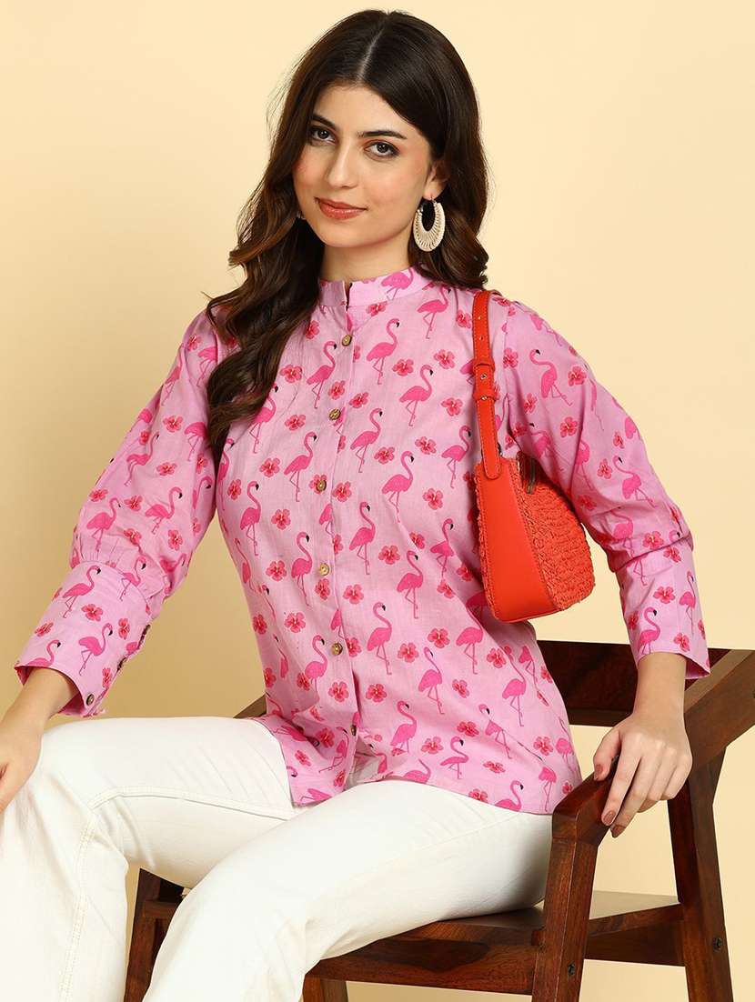 women printed pink cotton regular shirt - 22407520 -  Standard Image - 3