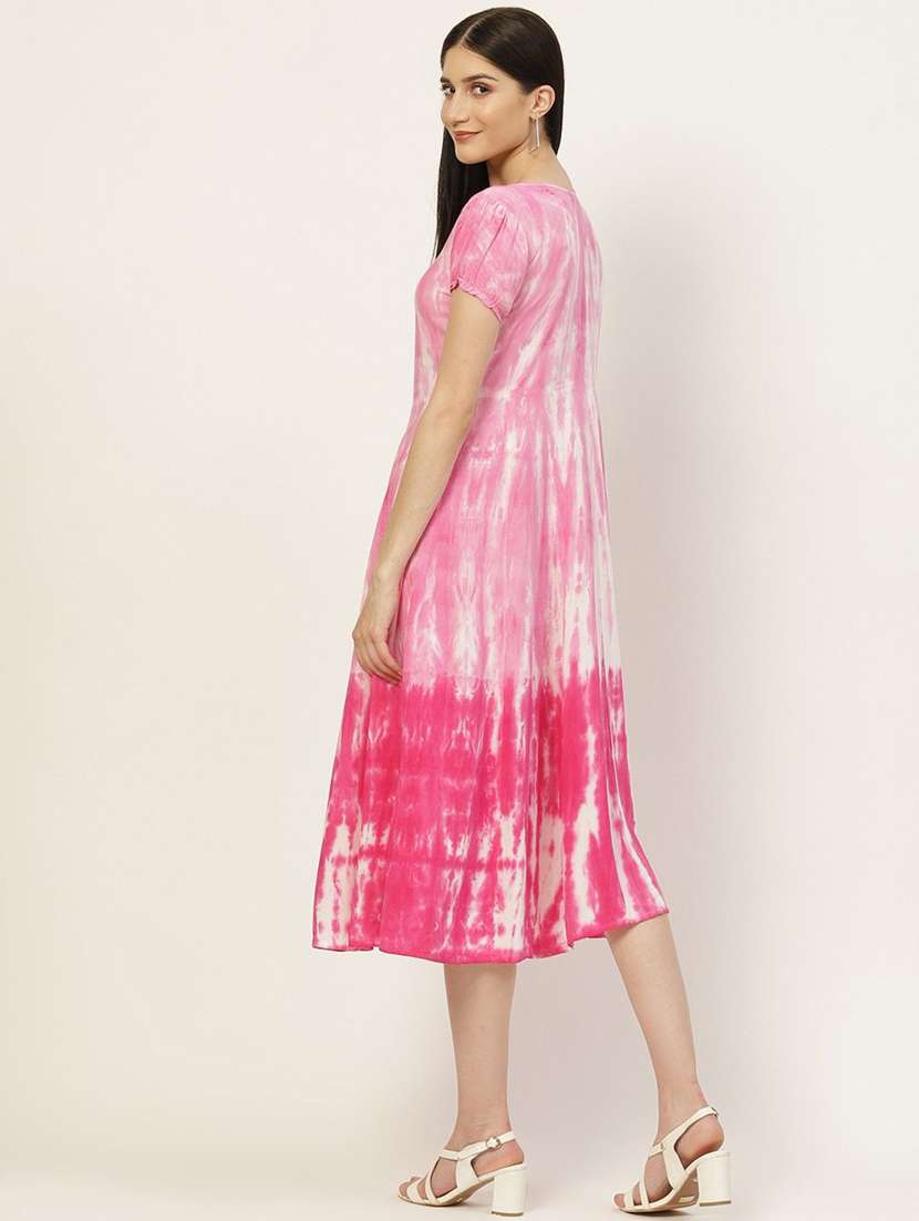 women printed a-line midi viscose dress - 22407560 -  Standard Image - 3