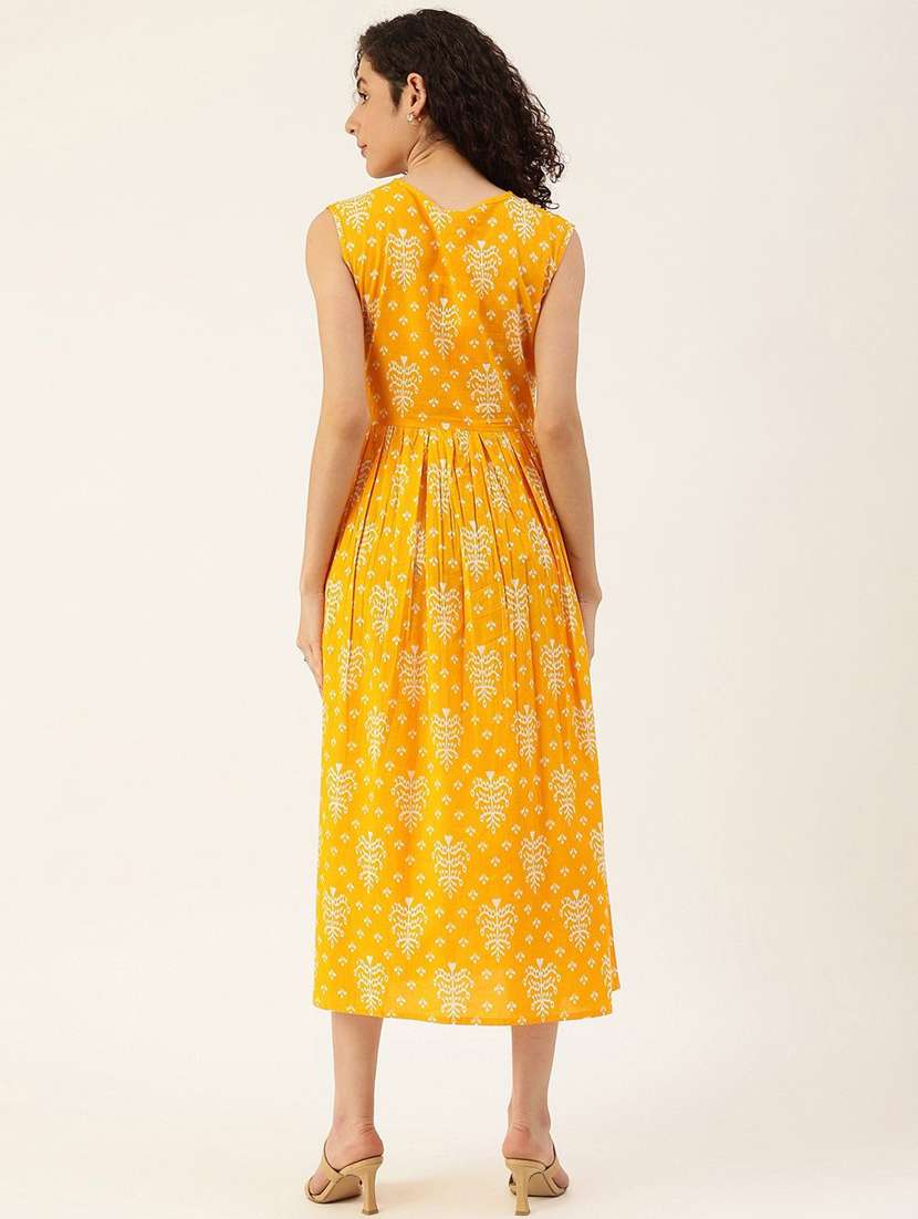 women printed fit & flare viscose midi dress - 22407565 -  Standard Image - 3
