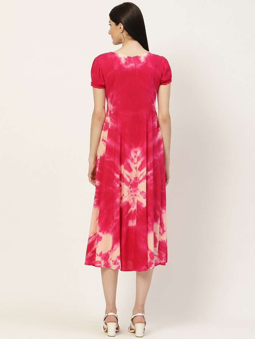 Pink Tie & Dye A-line Dress - 22407566 -  Standard Image - 3
