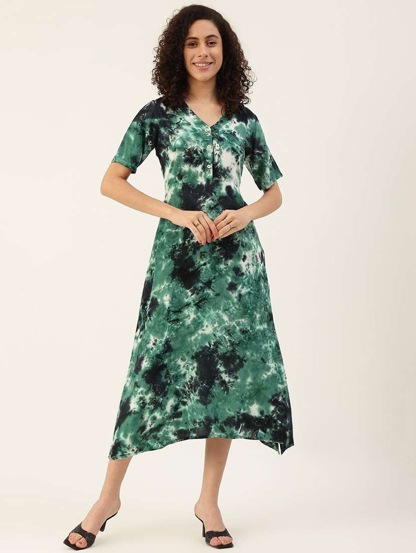 multi colored viscose asymmetric dress