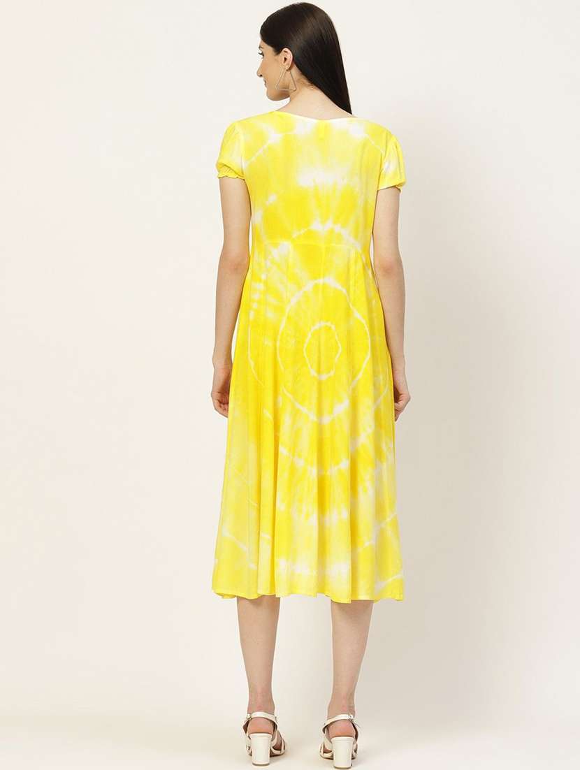 women yellow viscose a-line dress - 22407570 -  Standard Image - 3