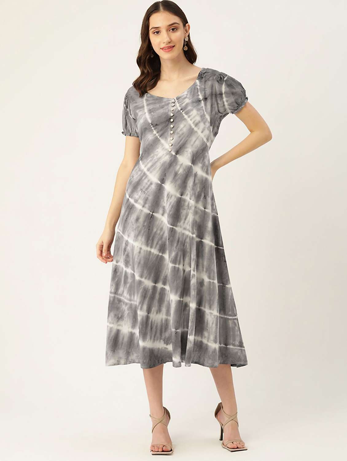 women tie & dye viscose a-line dress