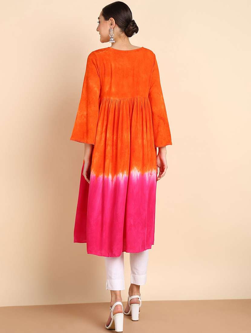 women tie & dye viscose fit & flare dress - 22407584 -  Standard Image - 3