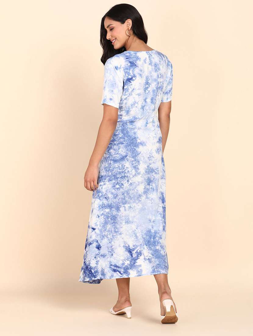 women tie & dye viscose midi fit & flare dress - 22407589 -  Standard Image - 3