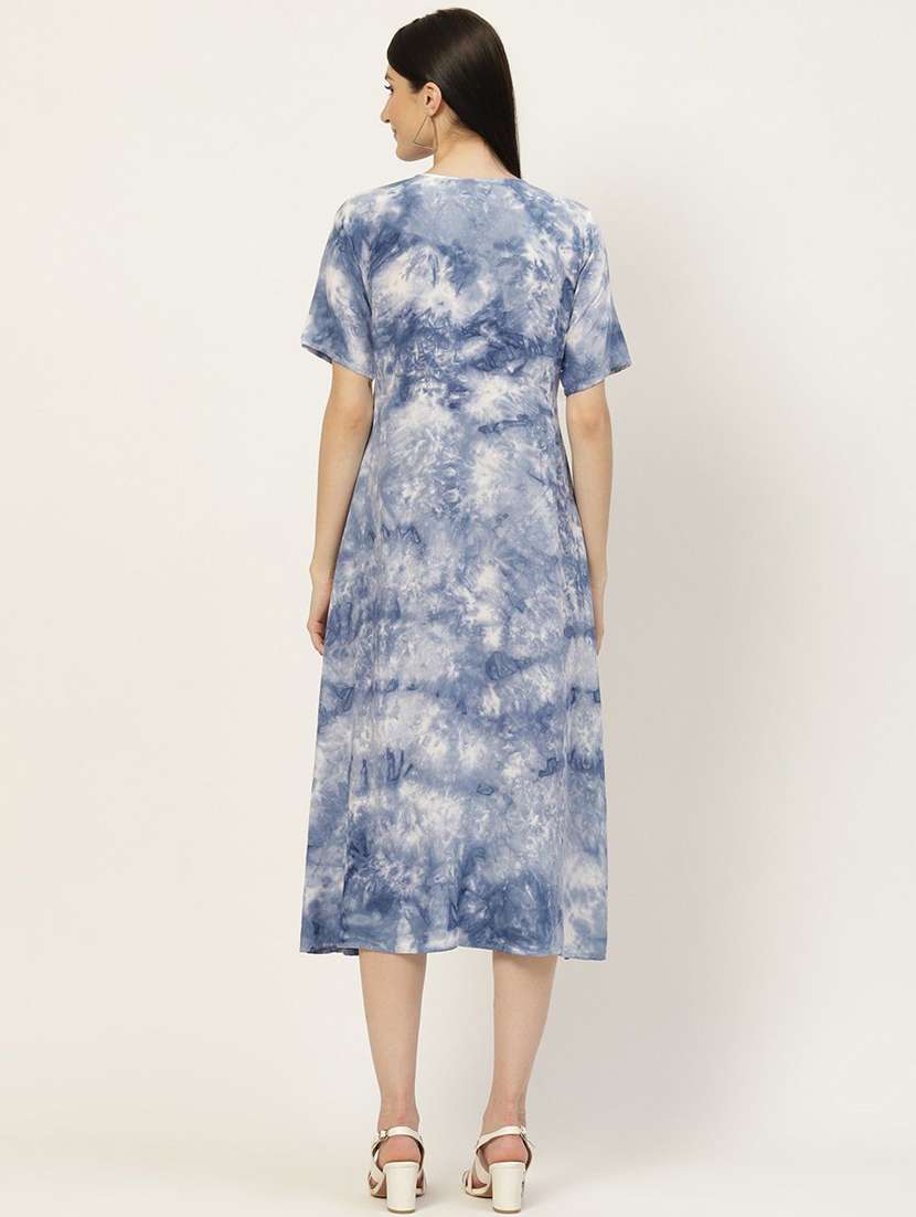 Women Blue Viscose A-line Dress - 22407594 -  Standard Image - 3