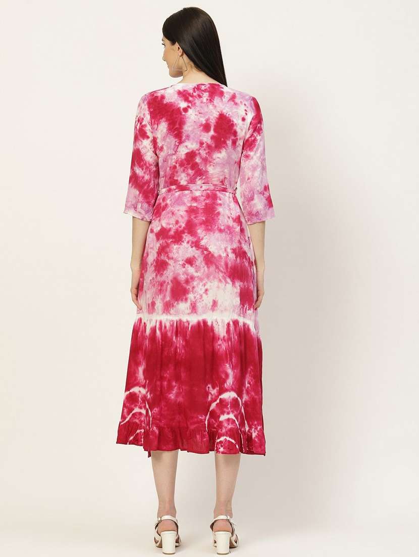 women pink viscose a-line dress - 22407595 -  Standard Image - 3