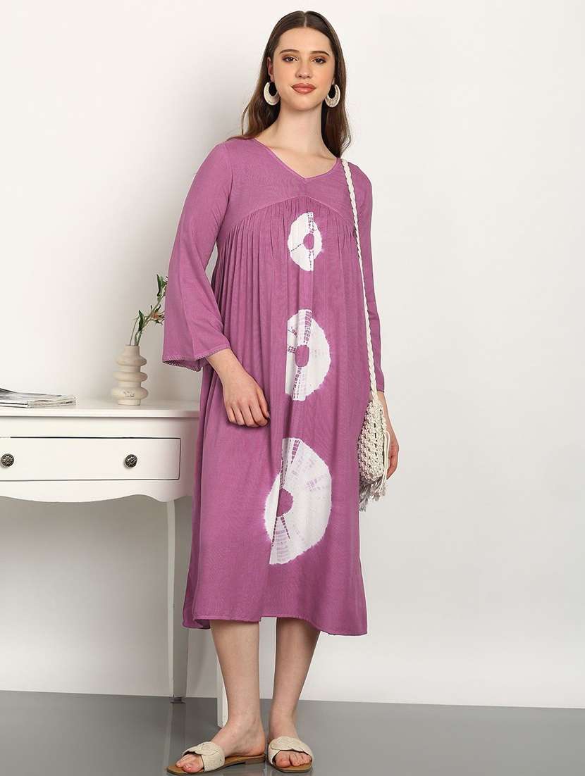 purple viscose aline dress