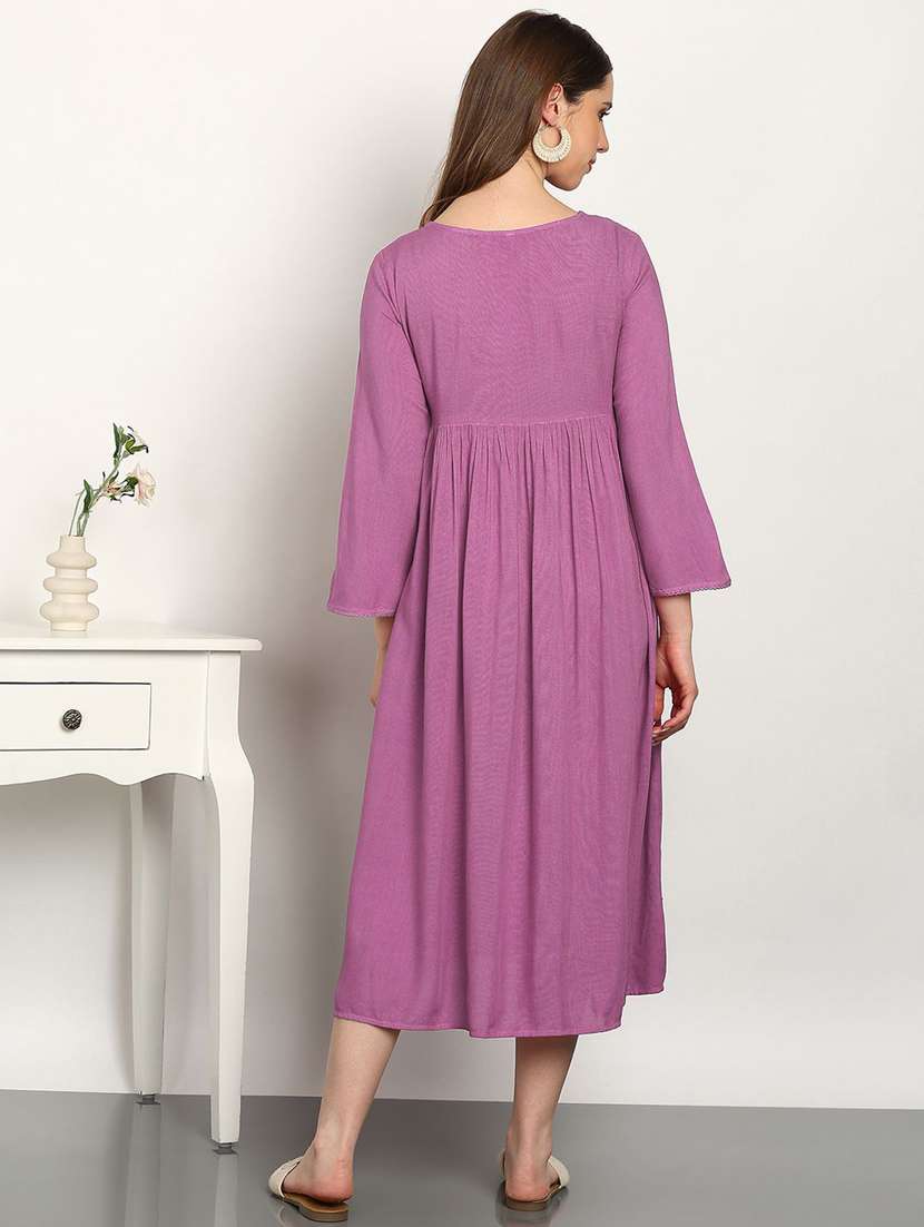 purple viscose aline dress - 22407614 -  Standard Image - 3