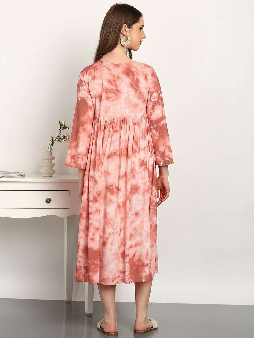women pink viscose a-line dress - 22407615 -  Standard Image - 3