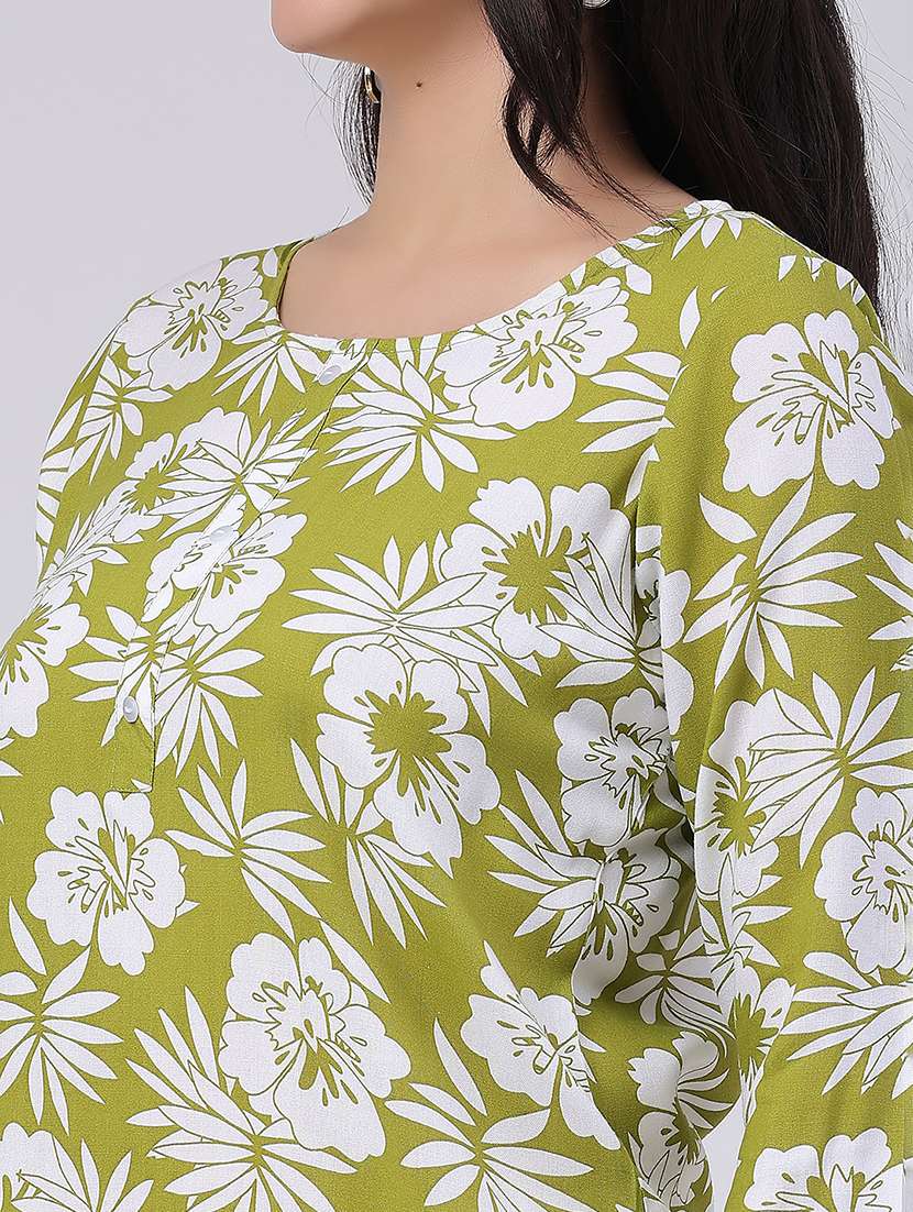 women floral three quarter sleeve straight kurta - 22407654 -  Standard Image - 5