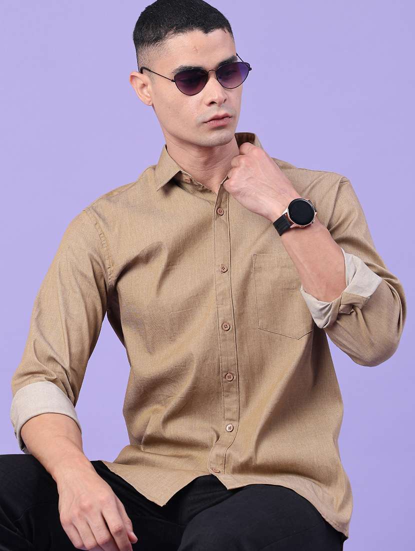 men solid long sleeve regular fit casual shirt