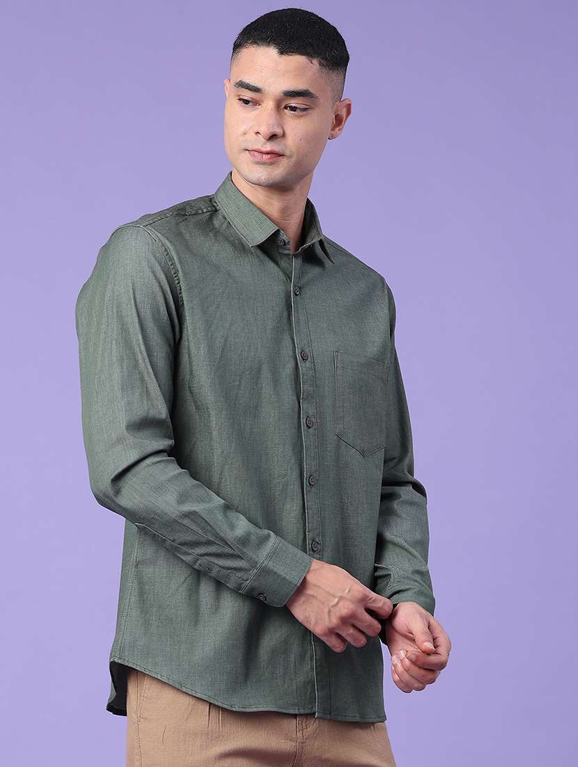 Men Solid Long Sleeve Regular Fit Casual Shirt - 22407753 -  Standard Image - 3