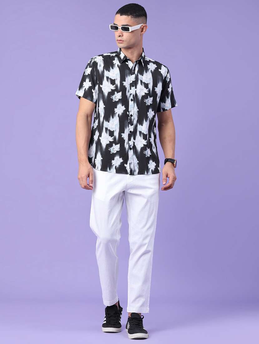 men printed short sleeve slim fit casual shirt - 22407762 -  Standard Image - 5