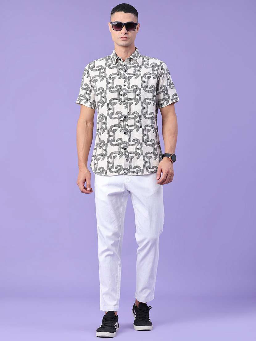 men printed short sleeve slim fit casual shirt - 22407764 -  Standard Image - 5