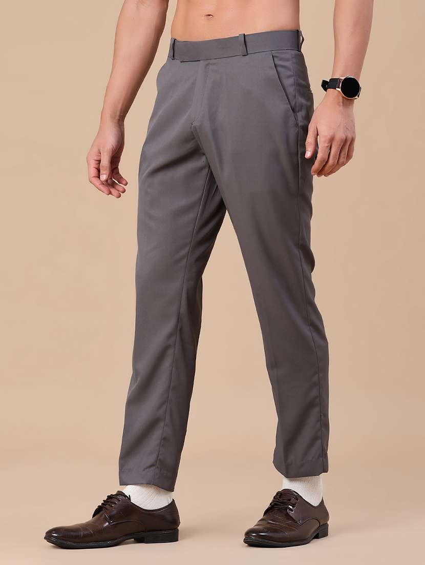 men solid mid rise flat front formal trouser - 22407829 -  Standard Image - 3