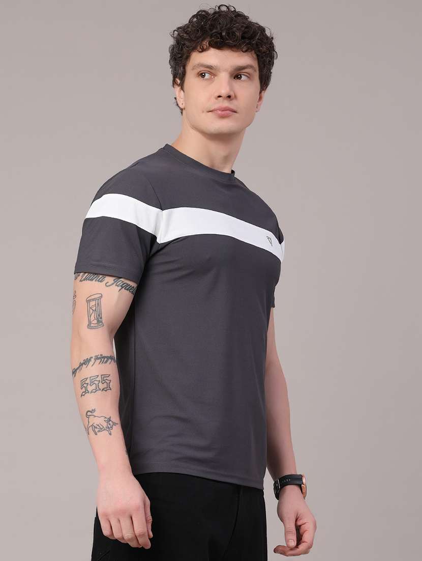 men chest striped round neck t-shirt - 22407832 -  Standard Image - 3