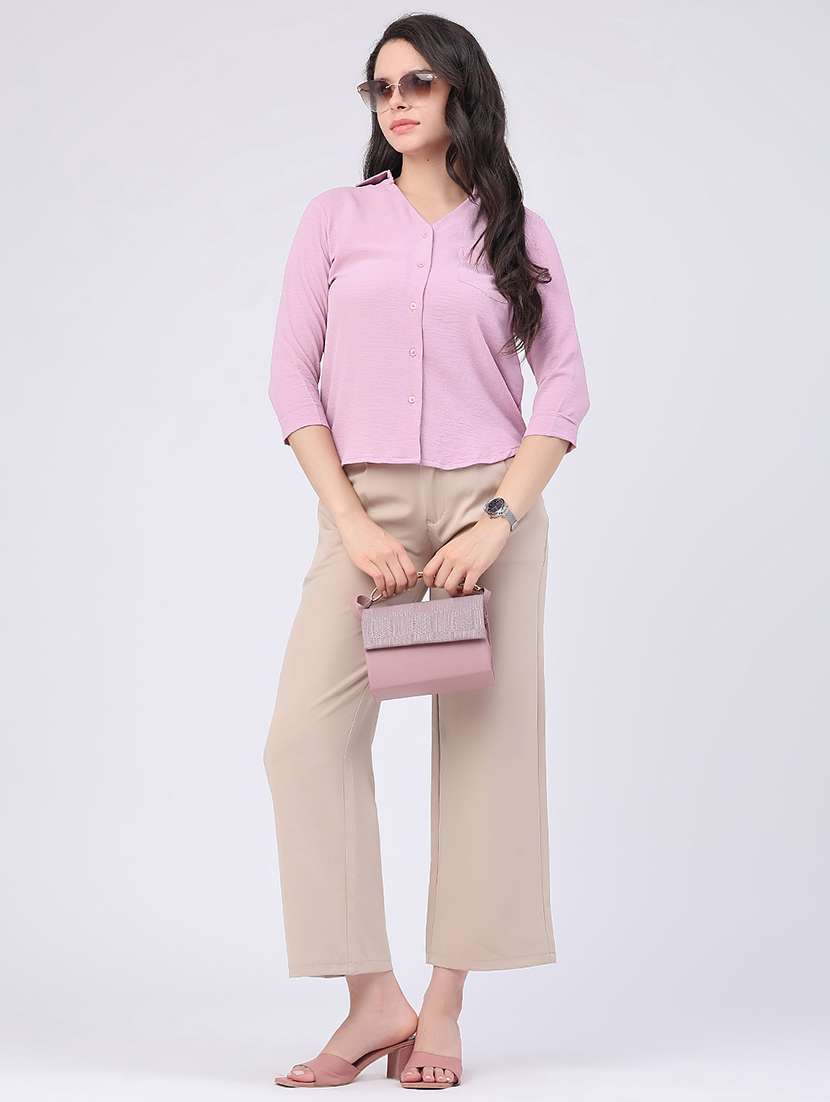 women solid collared regular shirt - 22407874 -  Standard Image - 5