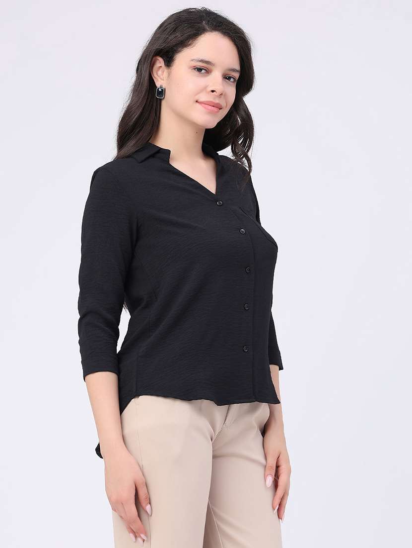 women solid collared regular shirt - 22407875 -  Standard Image - 3