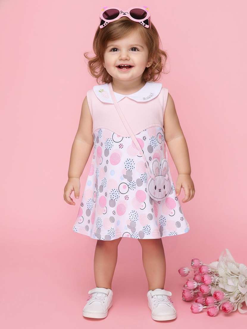 kids printed sleeveless frock with bloomer