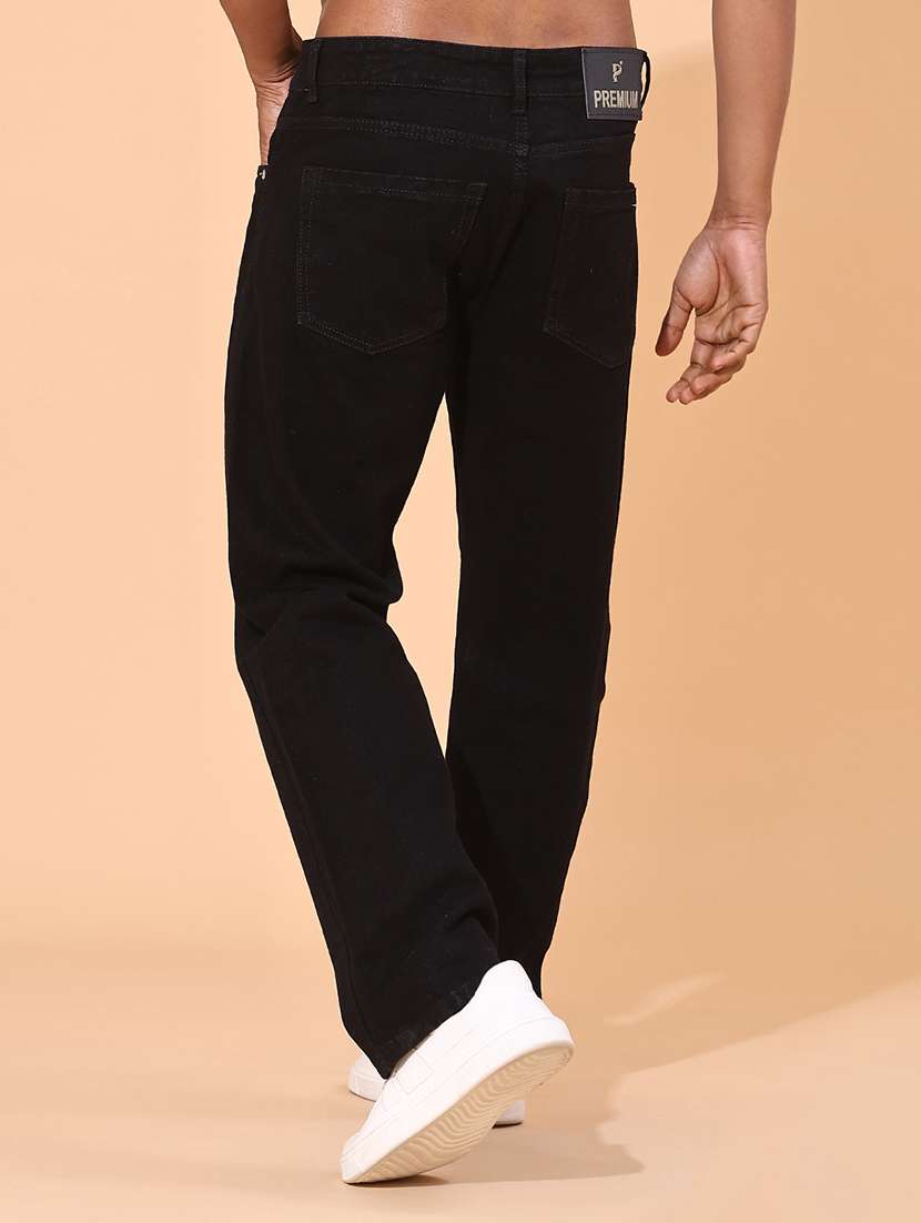 men plain mid rise full length straight jeans - 22407957 -  Standard Image - 3