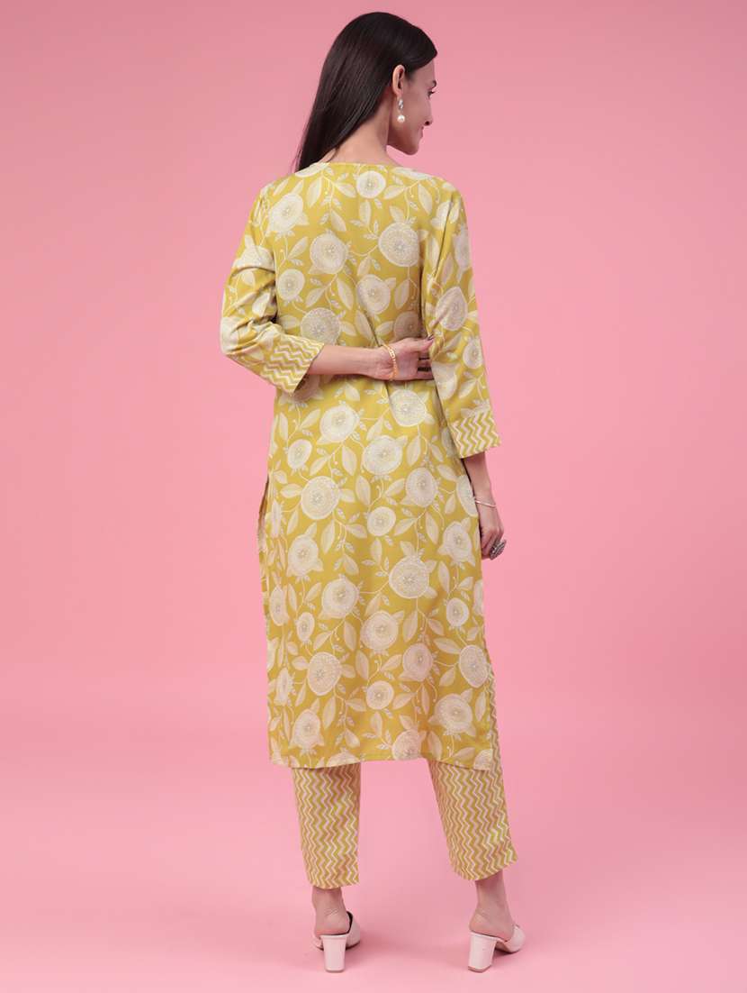 yellow cotton kurta salwar  set - 22407977 -  Standard Image - 3